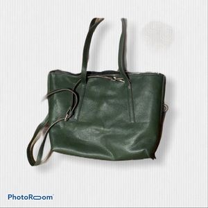 Street Level Hunter Green Leather Tote